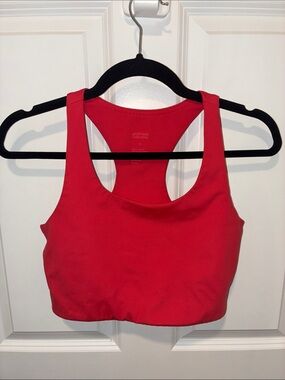 Girlfriend Collective Dylan Racerback Sports Bra Coral Pink Size Medium